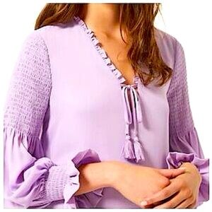 Rebecca Minkoff Lavender Puff Sleeve Chiffon Blouse